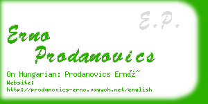 erno prodanovics business card
